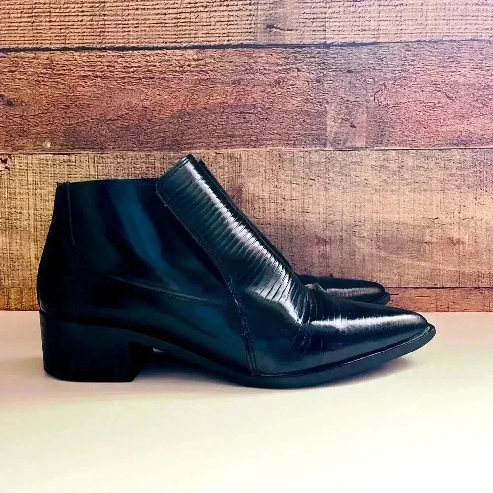 Bronx Leather Pointed Ankle Boots